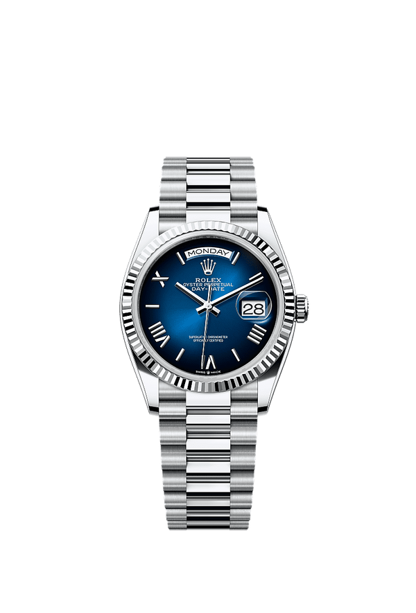 Rolex Day-Date 36 - Platinum - Blauw wijzerplaat (128236)