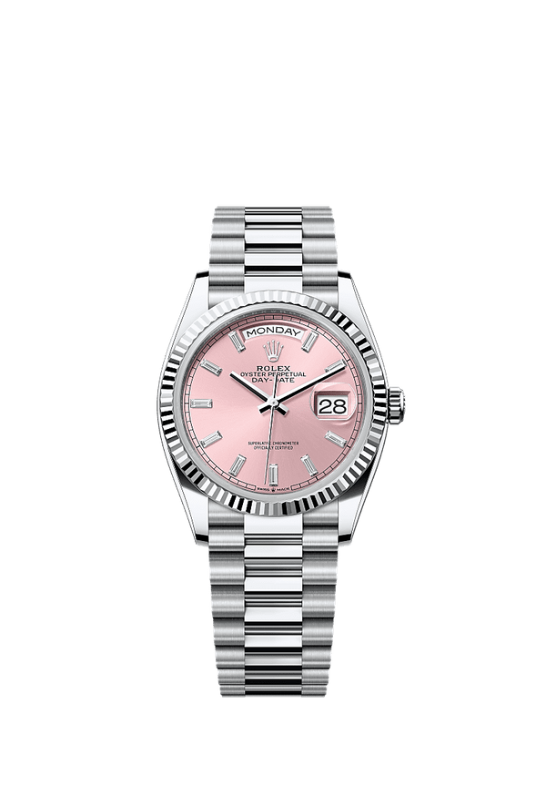 Rolex Day-Date 36 - Platinum - Roze wijzerplaat (128236)