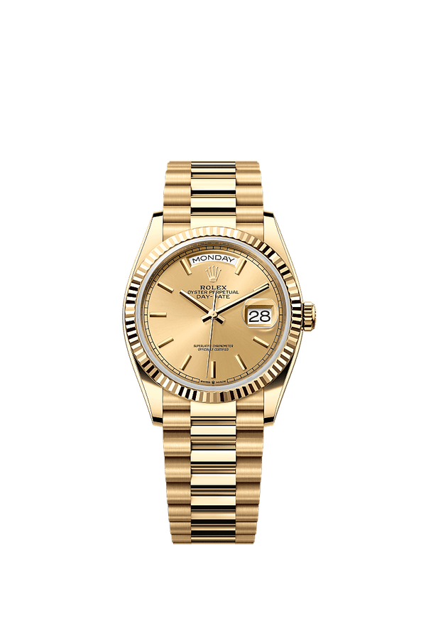 Rolex Day-Date 36 - Geelgoud - Champagne wijzerplaat (128238)