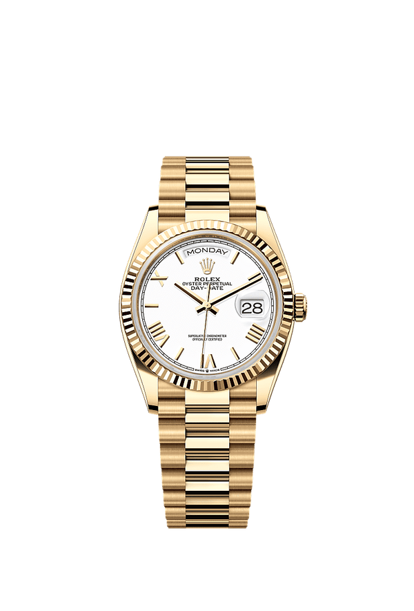 Rolex Day-Date 36 - Geelgoud - Wit wijzerplaat (128238)