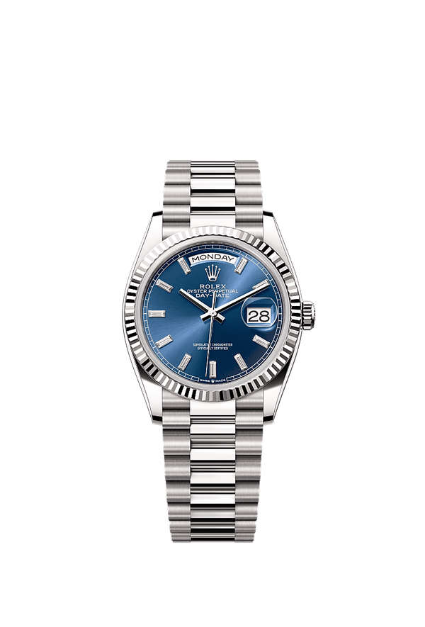 Rolex Day-Date 36 - Witgoud - Blauw wijzerplaat (128239)