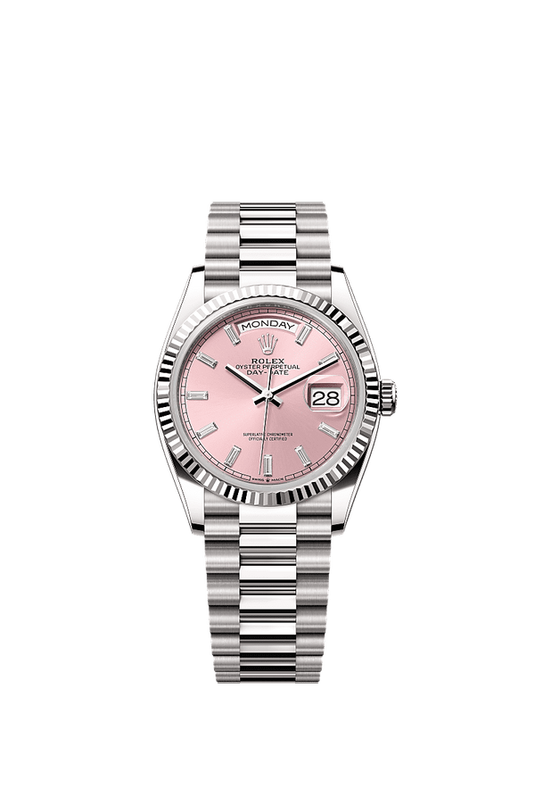 Rolex Day-Date 36 - Witgoud - Roze wijzerplaat (128239)