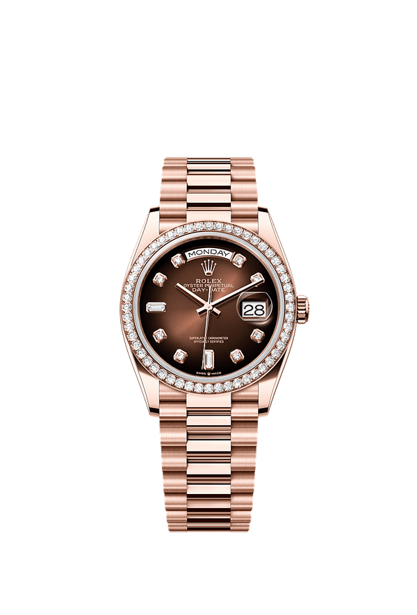 Rolex Day-Date 36 - Rosegoud - Bruin wijzerplaat (128345RBR)