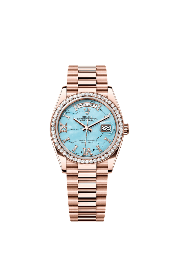 Rolex Day-Date 36 - Rosegoud - Blauw wijzerplaat (128345RBR)