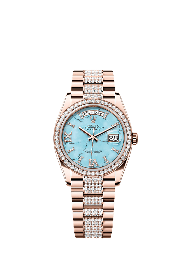 Rolex Day-Date 36 - Rosegoud - Blauw wijzerplaat (128345RBR)