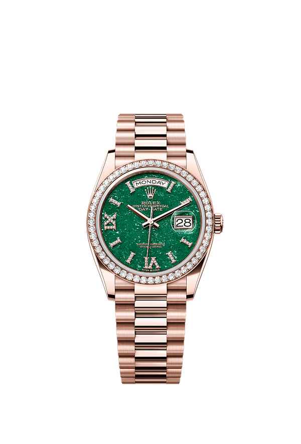 Rolex Day-Date 36 - Rosegoud - Groen wijzerplaat (128345RBR)