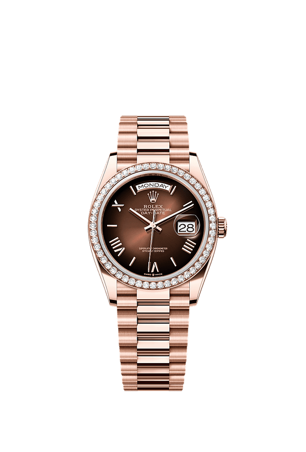 Rolex Day-Date 36 - Rosegoud - Bruin wijzerplaat (128345RBR)