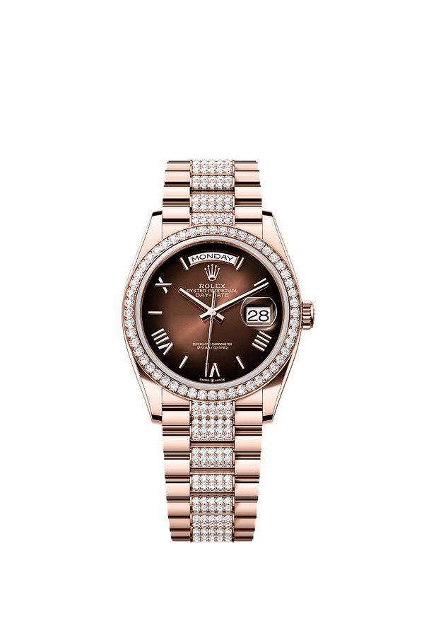 Rolex Day-Date 36 - Rosegoud - Bruin wijzerplaat (128345RBR)