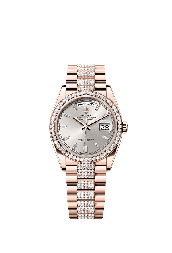 Rolex Day-Date 36 - Rosegoud - Zilver wijzerplaat (128345RBR)