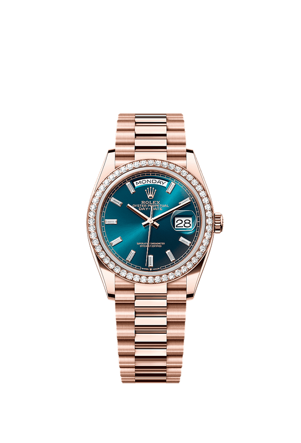 Rolex Day-Date 36 - Rosegoud - Blauw wijzerplaat (128345RBR)