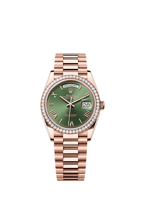 Rolex Day-Date 36 - Rosegoud - Groen wijzerplaat (128345rbr)