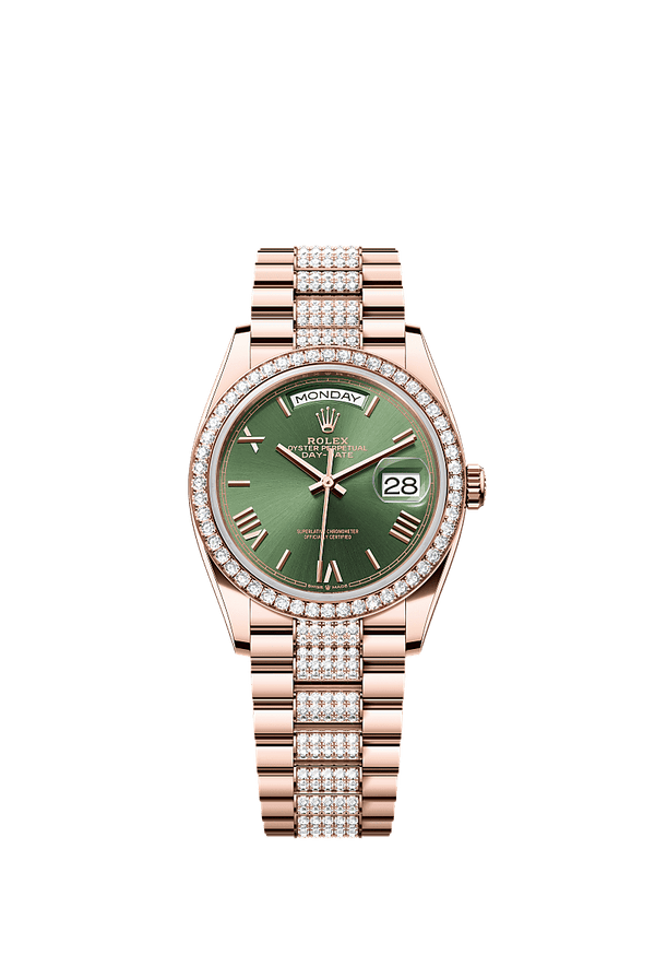 Rolex Day-Date 36 - Rosegoud - Groen wijzerplaat (128345rbr)