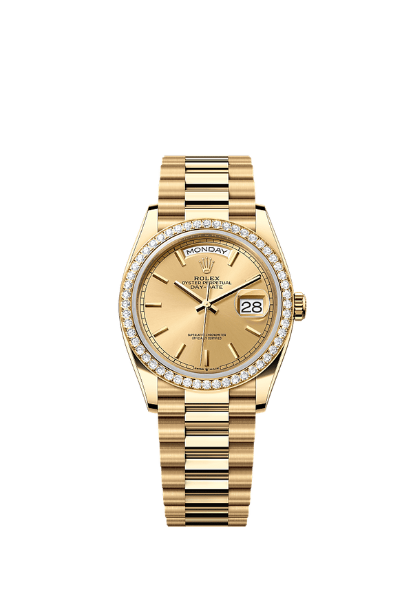 Rolex Day-Date 36 - Geelgoud - Champagne wijzerplaat (128348RBR)