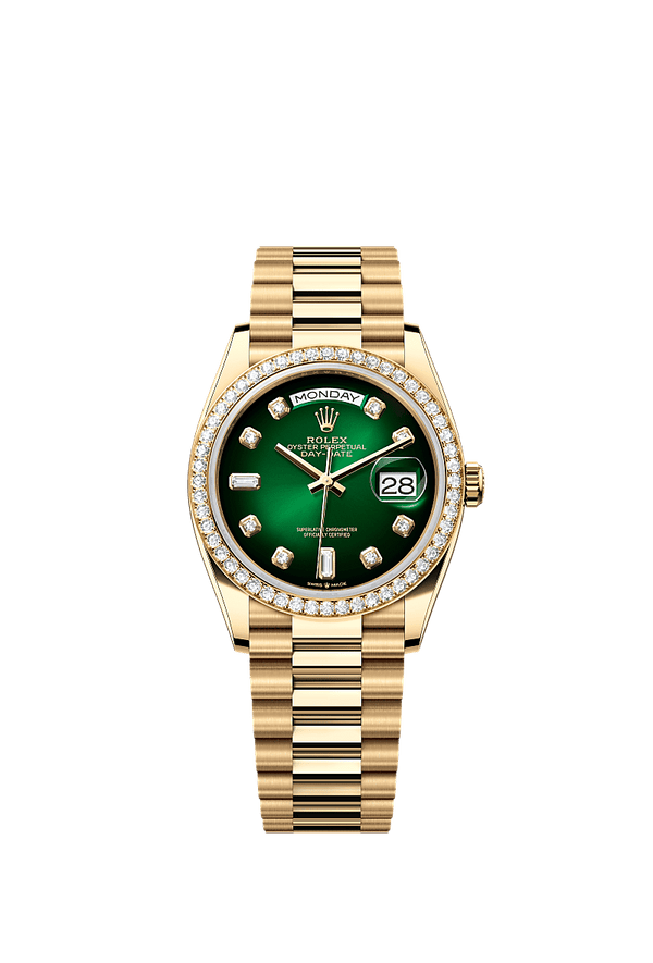 Rolex Day-Date 36 - Geelgoud - Groen wijzerplaat (128348RBR)