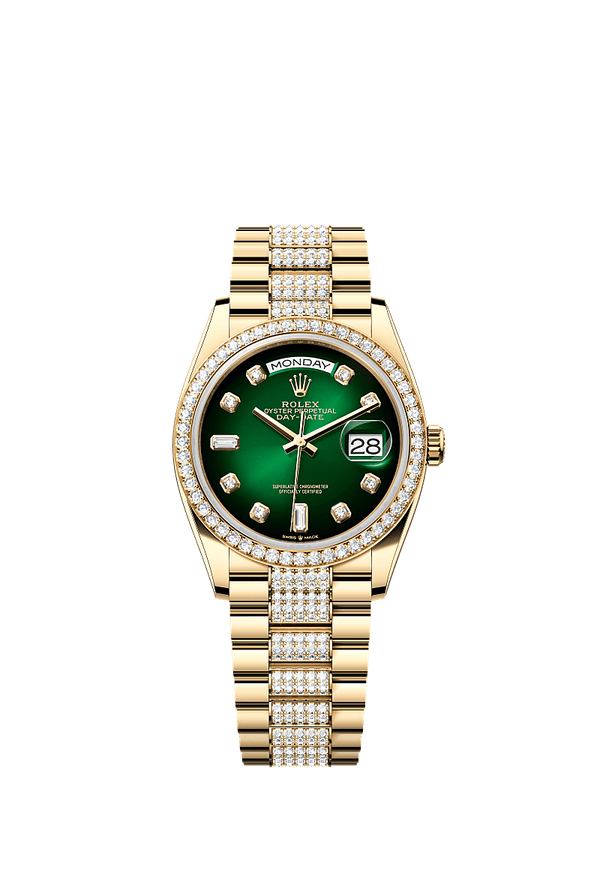 Rolex Day-Date 36 - Geelgoud - Groen wijzerplaat (128348RBR)