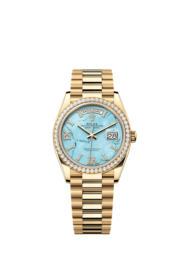 Rolex Day-Date 36 - Geelgoud - Blauw wijzerplaat (128348RBR)
