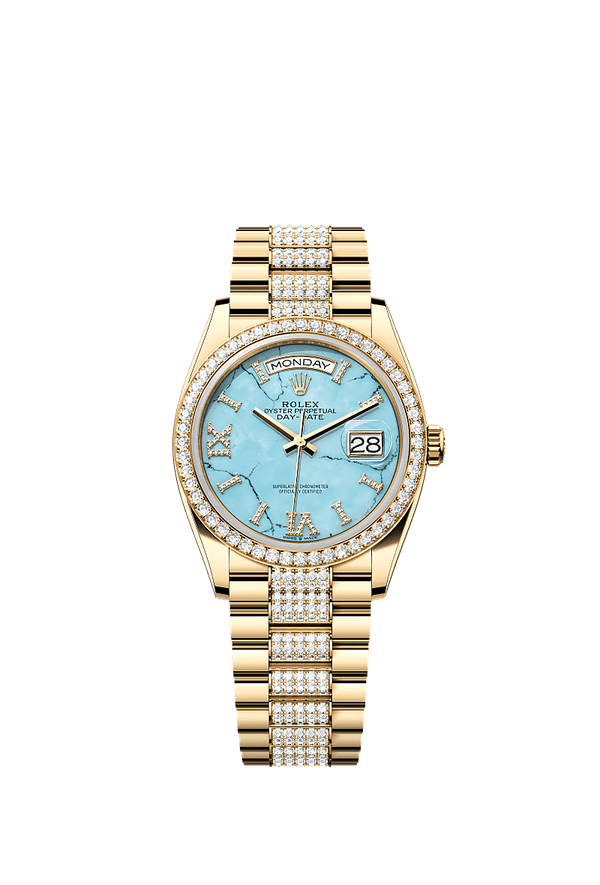 Rolex Day-Date 36 - Geelgoud - Blauw wijzerplaat (128348RBR)