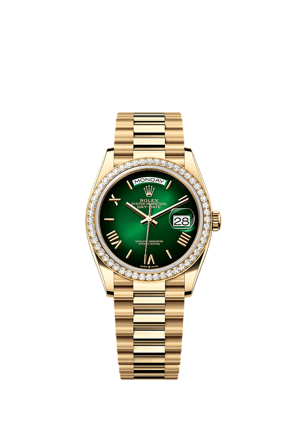 Rolex Day-Date 36 - Geelgoud - Groen wijzerplaat (128348RBR)
