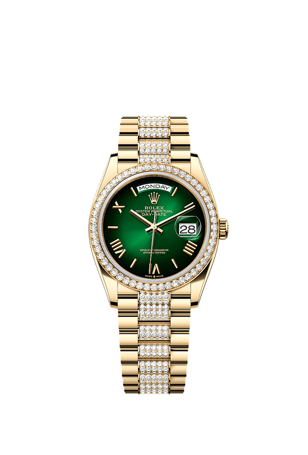 Rolex Day-Date 36 - Geelgoud - Groen wijzerplaat (128348RBR)