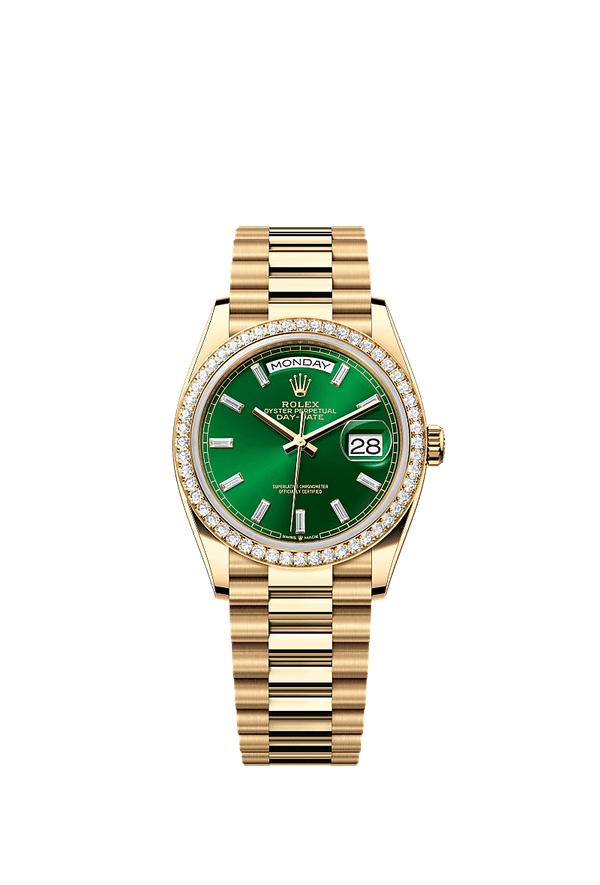 Rolex Day-Date 36 - Geelgoud - Groen wijzerplaat (128348RBR)