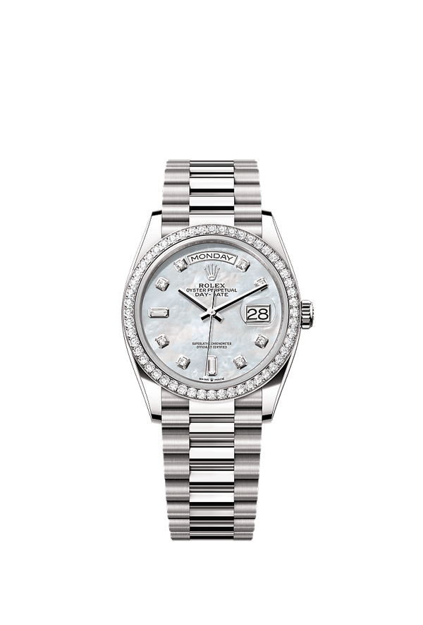 Rolex Day-Date 36 - Witgoud - Parelmoer wijzerplaat (128349RBR)