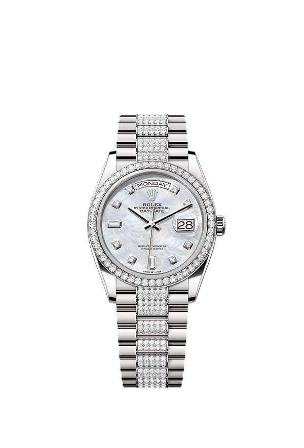 Rolex Day-Date 36 - Witgoud - Parelmoer wijzerplaat (128349RBR)