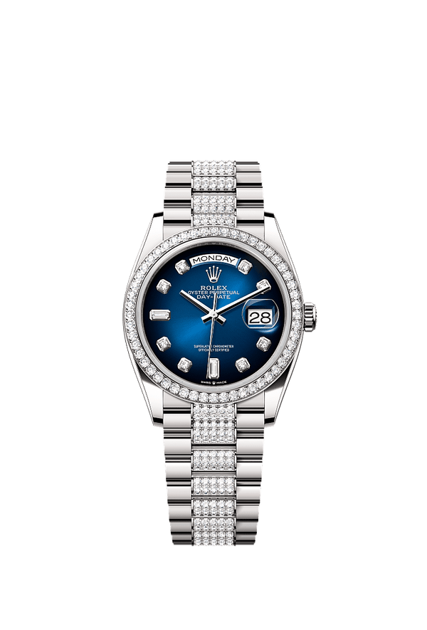 Rolex Day-Date 36 - Witgoud - Blauw wijzerplaat (128349RBR)