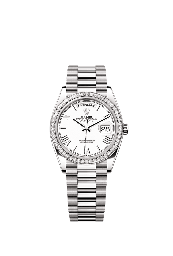 Rolex Day-Date 36 - Witgoud - Wit wijzerplaat (128349RBR)