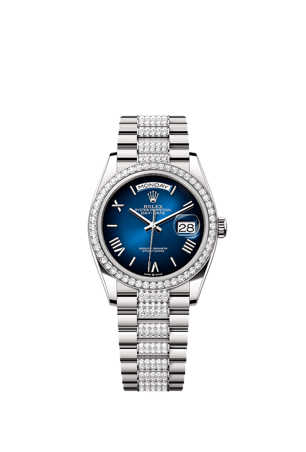 Rolex Day-Date 36 - Witgoud - Blauw wijzerplaat (128349RBR)