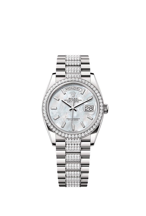 Rolex Day-Date 36 - Witgoud - Wit wijzerplaat (128349RBR)