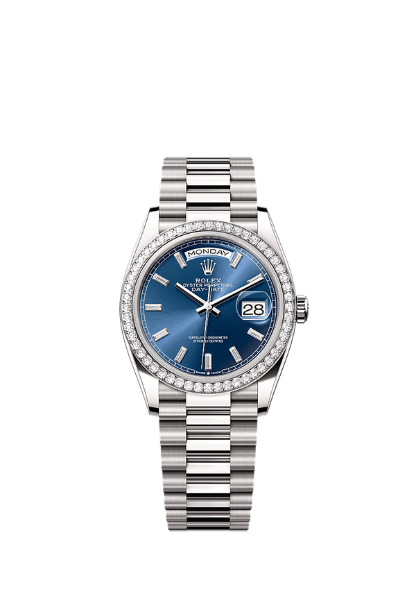 Rolex Day-Date 36 - Witgoud - Blauw wijzerplaat (128349RBR)