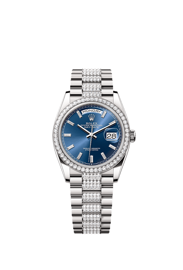 Rolex Day-Date 36 - Witgoud - Blauw wijzerplaat (128349RBR)