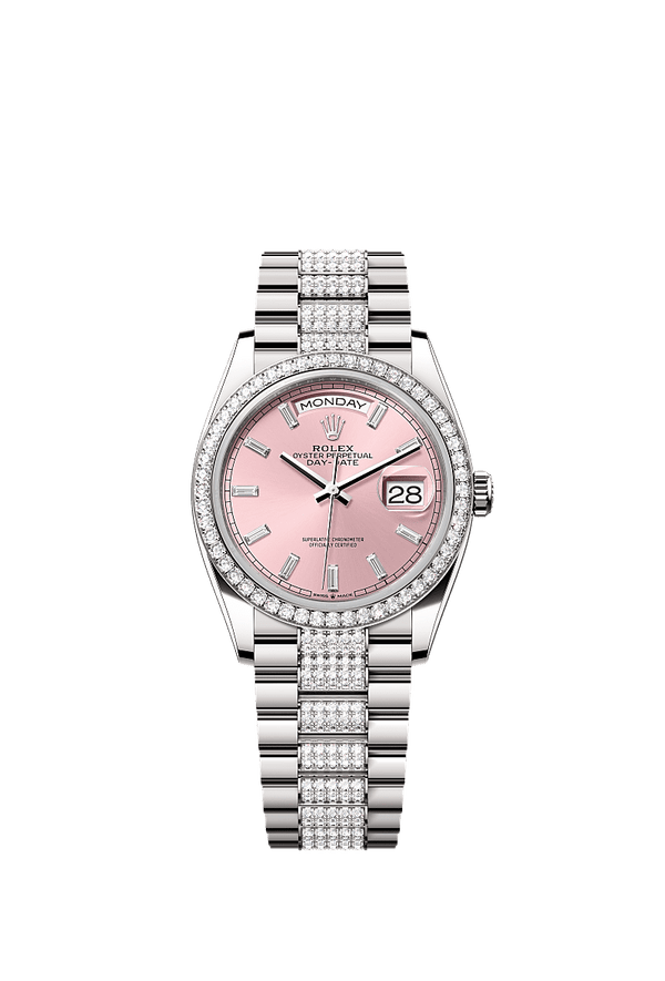 Rolex Day-Date 36 - Witgoud - Roze wijzerplaat (128349RBR)
