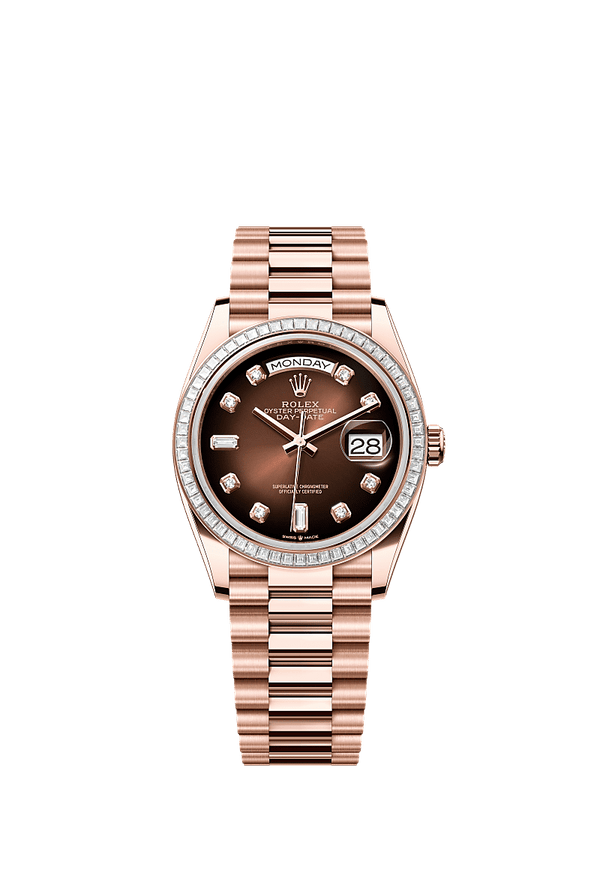 Rolex Day-Date 36 - Rosegoud - Bruin wijzerplaat (128395TBR)