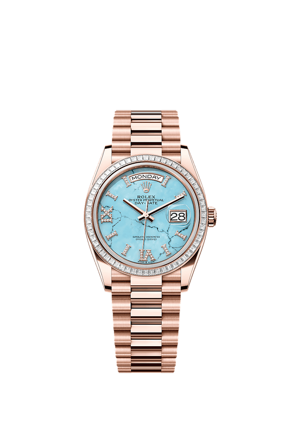 Rolex Day-Date 36 - Rosegoud - Blauw wijzerplaat (128395TBR)
