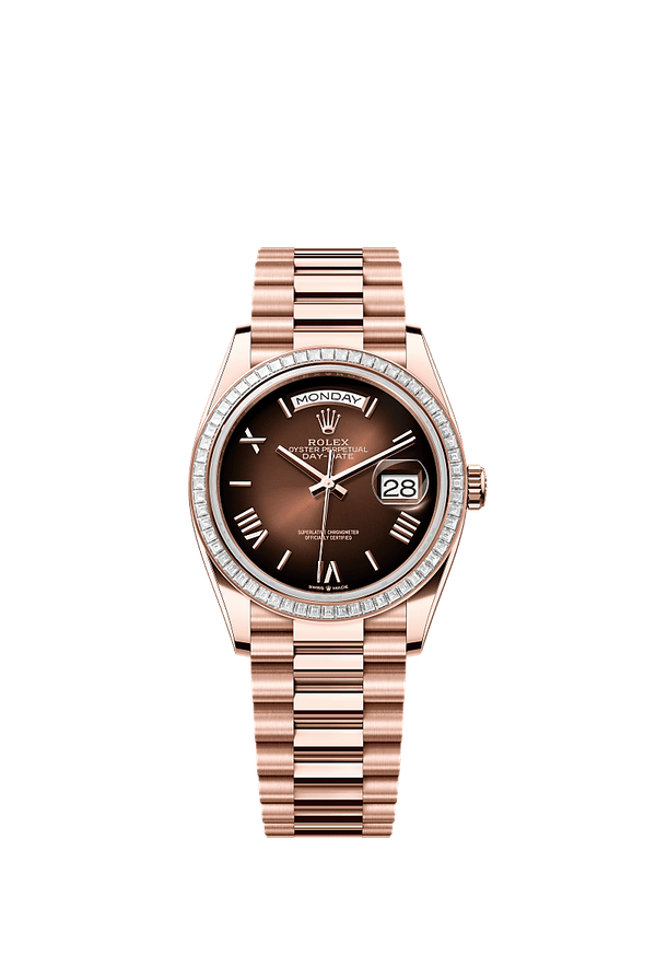 Rolex Day-Date 36 - Rosegoud - Bruin wijzerplaat (128395TBR)