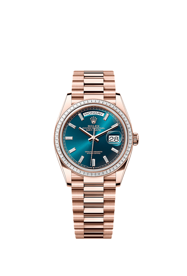 Rolex Day-Date 36 - Rosegoud - Blauw wijzerplaat (128395TBR)