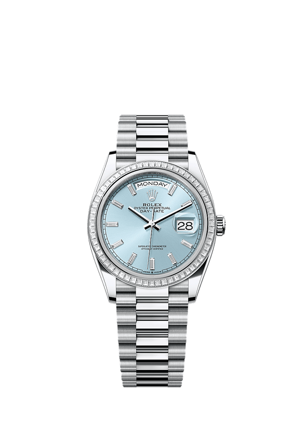 Rolex Day-Date 36 - Platinum - Blauw wijzerplaat (128396TBR)
