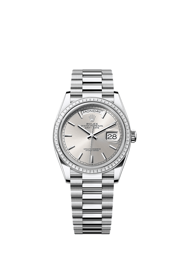 Rolex Day-Date 36 - Platinum - Zilver wijzerplaat (128396TBR)