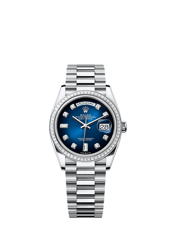 Rolex Day-Date 36 - Platinum - Blauw wijzerplaat (128396TBR)