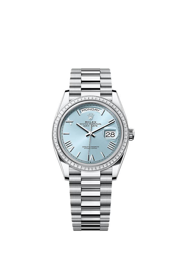 Rolex Day-Date 36 - Platinum - Blauw wijzerplaat (128396TBR)