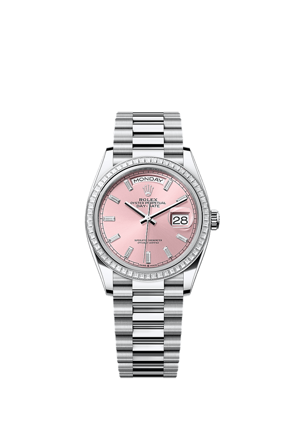 Rolex Day-Date 36 - Platinum - Roze wijzerplaat (128396TBR)