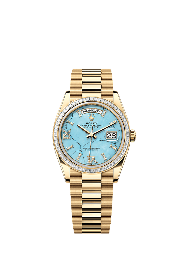 Rolex Day-Date 36 - Geelgoud - Blauw wijzerplaat (128398TBR)