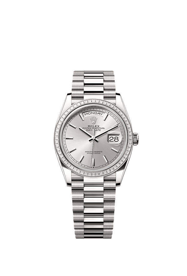 Rolex Day-Date 36 - Witgoud - Zilver wijzerplaat (128399TBR)