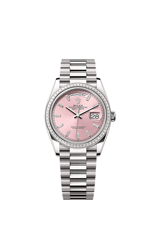Rolex Day-Date 36 - Witgoud - Roze wijzerplaat (128399TBR)