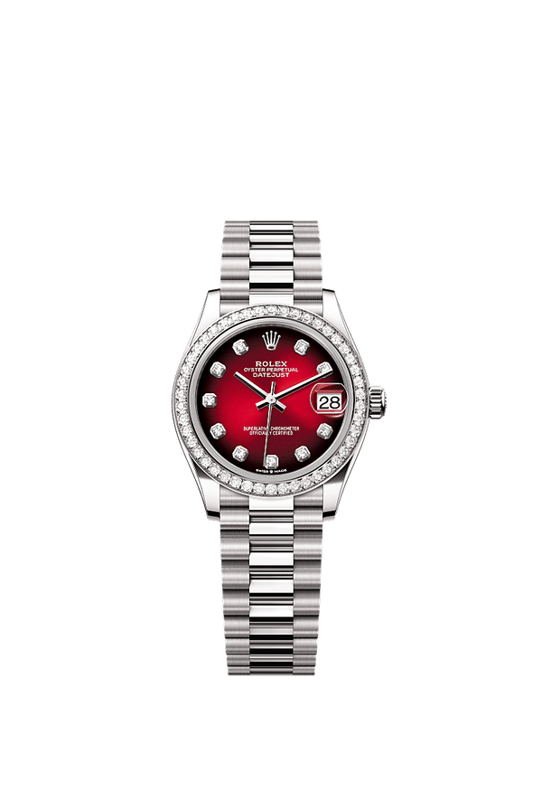 Rolex Datejust 31 - Witgoud - Rood wijzerplaat (278289rbr)