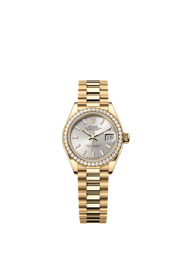 Rolex Lady-Datejust - Geelgoud - Zilver wijzerplaat (279138RBR)