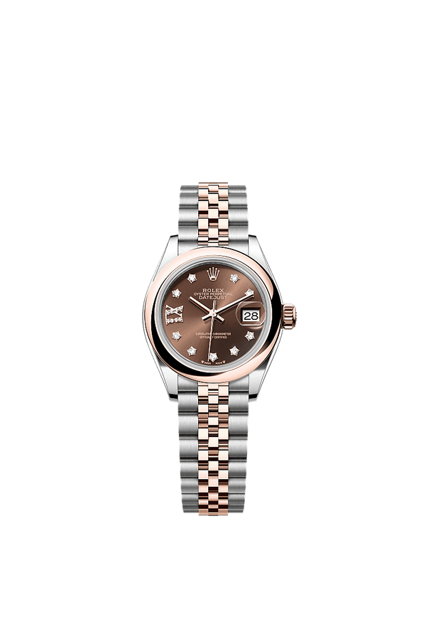 Rolex Lady-Datejust - Staal / Rosegoud - Bruin wijzerplaat (279161)