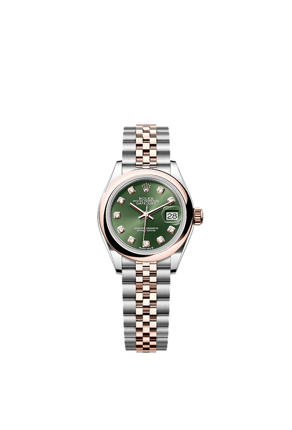 Rolex Lady-Datejust - Staal / Rosegoud - Groen wijzerplaat (279161)