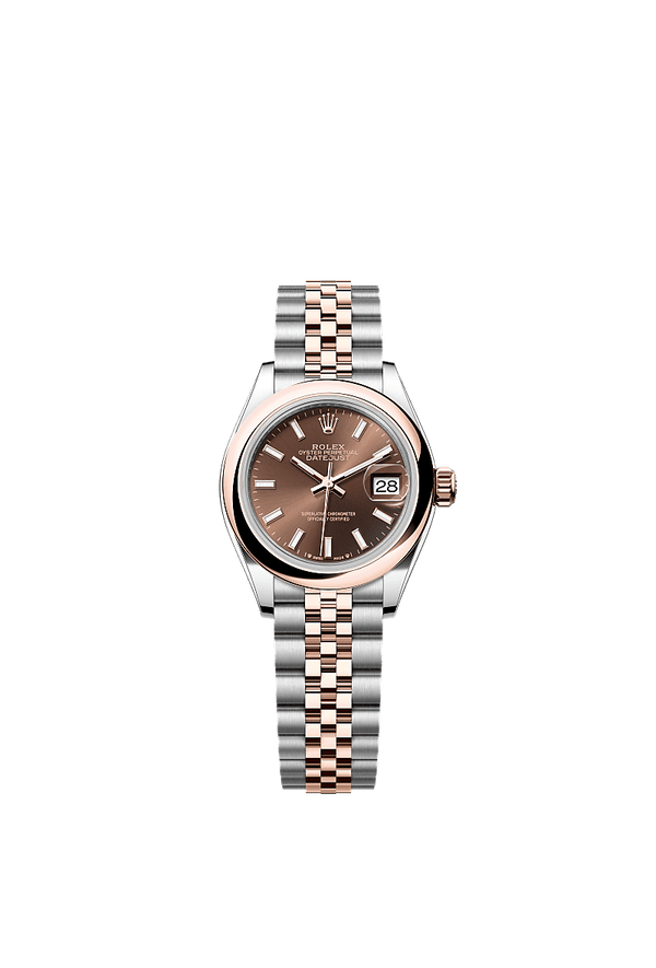 Rolex Lady-Datejust - Staal / Rosegoud - Bruin wijzerplaat (279161)